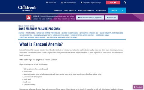 Fanconi Anemia | Children's Minnesota