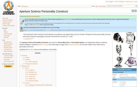 Aperture Science Personality Construct - Combine OverWiki ...