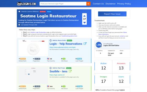 Seatme Login Restaurateur - Logins-DB