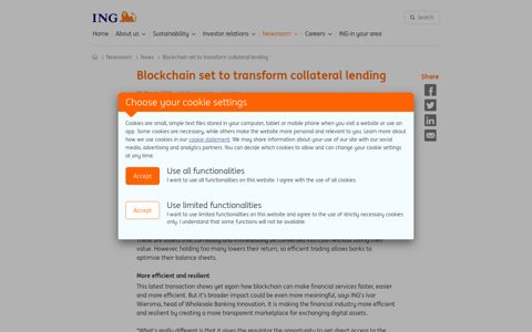 Blockchain set to transform collateral lending | ING