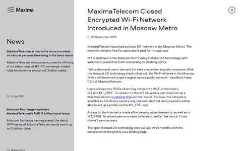 MaximaTelecom launched a closed MT network in the ...