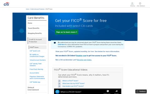 FICO® Score - Citi® Card Benefits