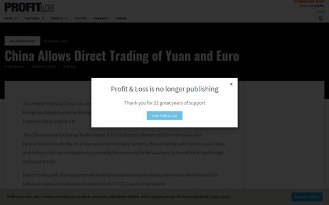 China Allows Direct Trading of Yuan and Euro - Profit and ...
