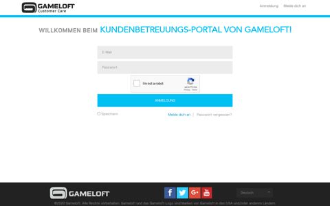 beim Kundenbetreuungs-Portal von Gameloft! - Customer Care