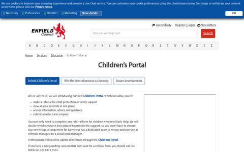 Children's Portal · Enfield Council