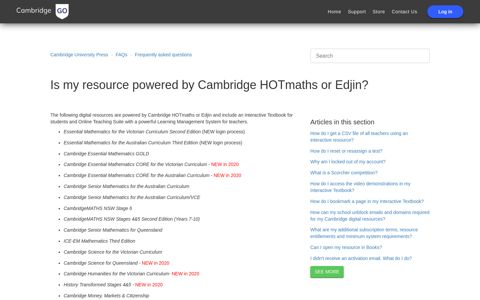 Is my resource powered by Cambridge HOTmaths or Edjin ...