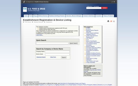 Establishment Registration & Device Listing - FDA