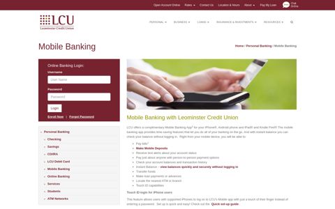 Mobile Banking - Leominster Credit Union