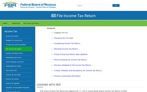 File Income Tax Return - Federal Board Of Revenue ... - FBR
