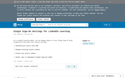 Single Sign-On Settings for LinkedIn Learning | Learning Help