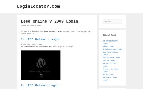 Leed Online V 2009 Login - LoginLocator.Com