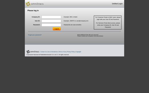 Services Portal | Omnitracs, LLC - Unified Login