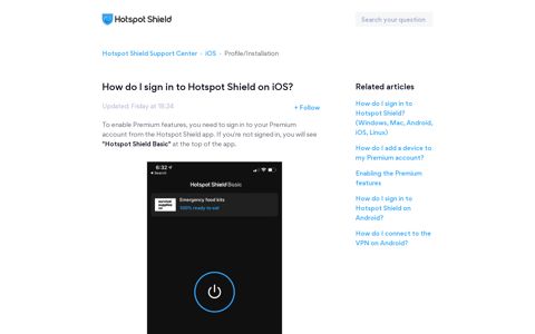 How do I sign in to Hotspot Shield on iOS? – Hotspot Shield ...