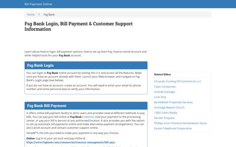 Fsg Bank Login, Bill Payment & Customer Support Information