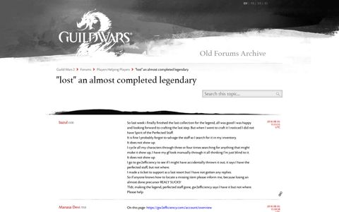 ''lost'' an almost completed legendary - Guild Wars 2 Forum ...