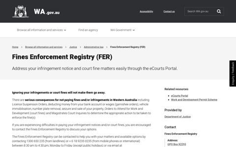 Fines Enforcement Registry (FER) | Western Australian ...