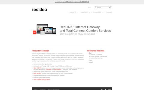 RedLINK Internet Gateway and Total Connect Comfort Services