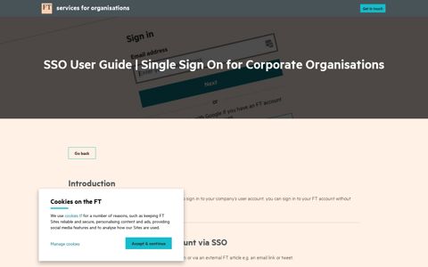 SSO User Guide | Single Sign On for Corporate Organisations
