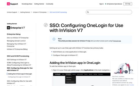 SSO: Configuring OneLogin for Use with InVision V7 ...