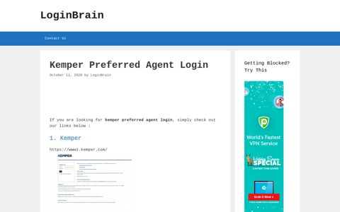 kemper preferred agent login - LoginBrain