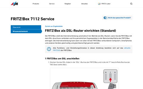 Box als DSL-Router einrichten (Standard) | FRITZ!Box 7112