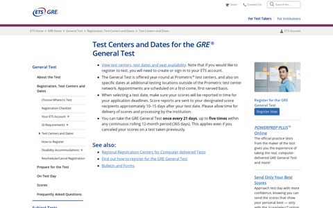GRE General Test Centers and Dates (For Test Takers) - ETS