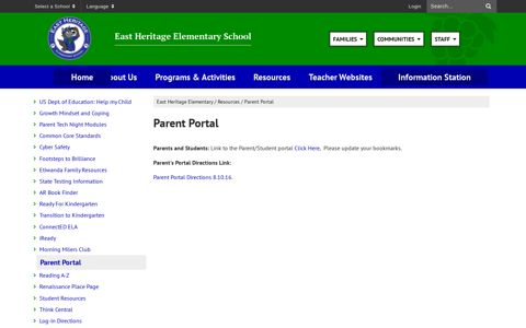 Parent Portal - East Heritage Elementary