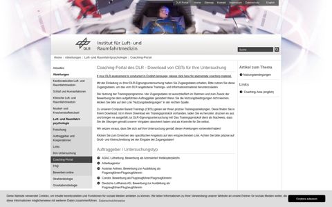 Institut für Luft- und Raumfahrtmedizin - Coaching-Portal - DLR