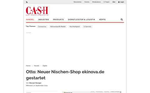 : Otto: Neuer Nischen-Shop ekinova.de gestartet - CASH.at