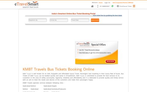 KMBT Travels | Book bus tickets at etravelsmart and get flat 15 ...