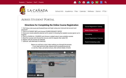 Aeries Student Portal – Course Registration – La Cañada ...