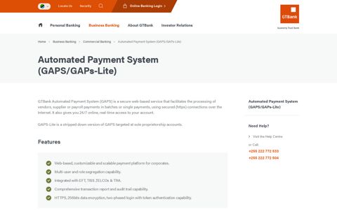 Automated Payment System (GAPS/GAPs-Lite) | GTBank ...