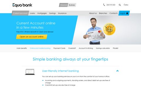 Online and mobile banking - Equa bank