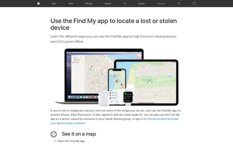 Use the Find My app to locate a lost or stolen device - Apple ...