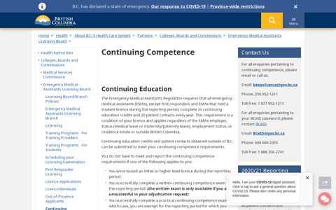 Continuing Competence - Province of British Columbia