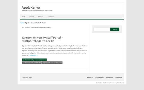 Egerton University Staff Portal Archives - ApplyKenya