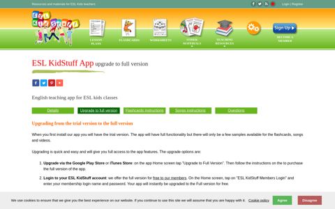 ESL KidStuff App upgrade to full version