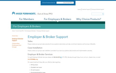 Employer Broker Support | Out-of-Area PPO Plan | Kaiser ...