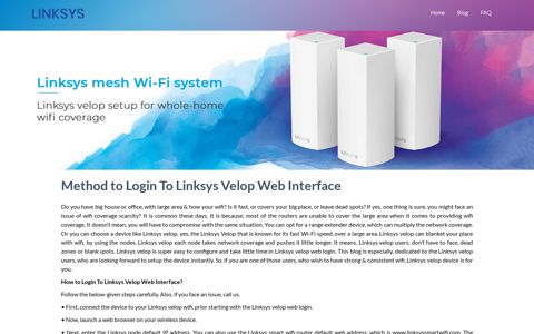 Method to Login To Linksys Velop Web Interface | linksys ...