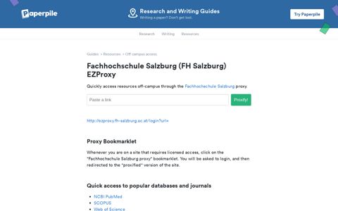 Off-Campus Access @ Fachhochschule Salzburg - Paperpile
