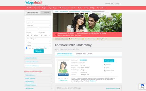 Shaadi - No.1 Site for India Lambani Matrimony, Matrimonials ...