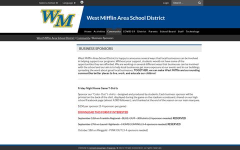 Business Sponsors - West Mifflin Area School District