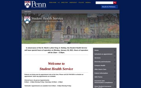 Student Health Service - University of Pennsylvania
