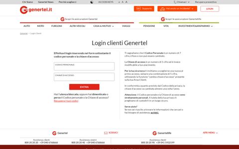 Area login clienti - Assicurazioni Genertel