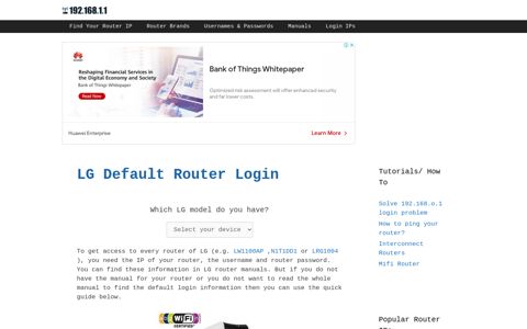 LG Default Router Login - 192.168.1.1