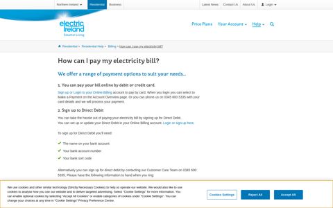 Pay an electricity bill - Electric Ireland NI Help