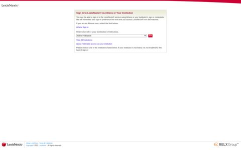 Sign In to LexisNexis® via Athens or Your Institution