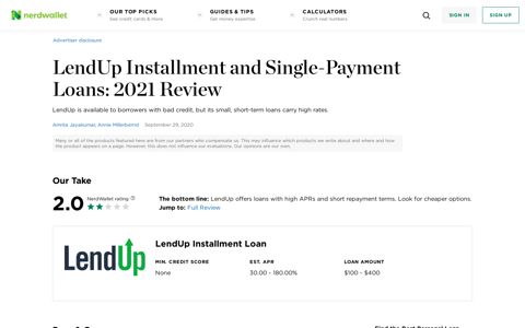 LendUp Installment and Single-Payment Loans: 2020 Review ...