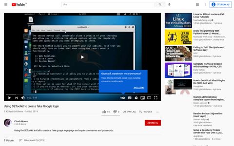 Using SEToolkit to create fake Google login - YouTube