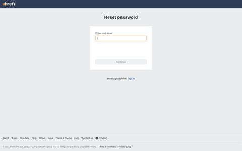 Reset password - Ahrefs